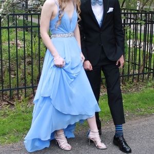 Alyce Paris light blue long prom dress